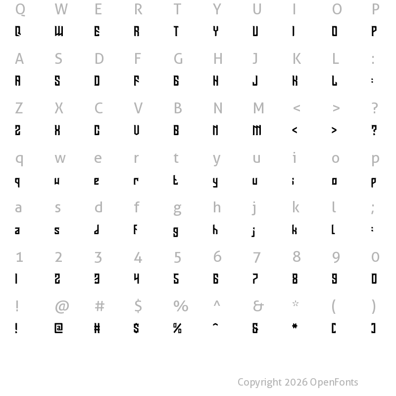 Character Map of BASTERU Regular