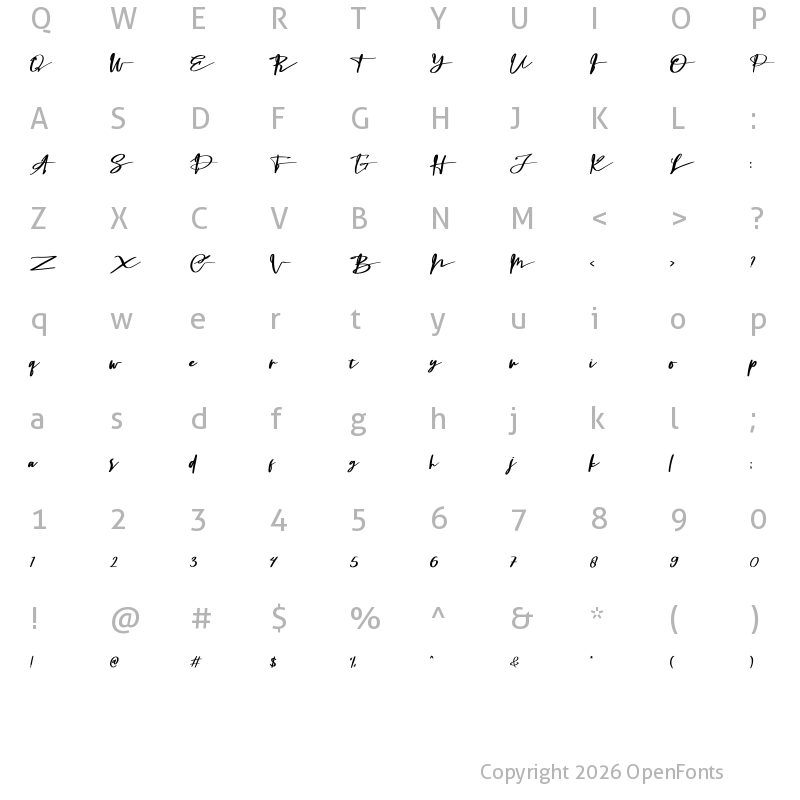 Character Map of Bastia Salita Regular