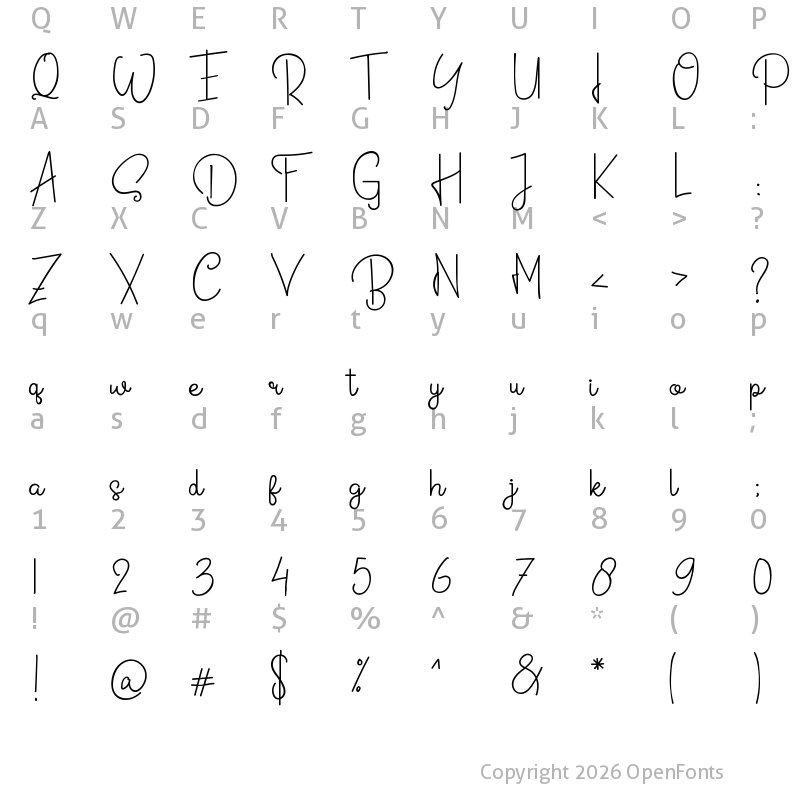 Character Map of Bastiolla Regular