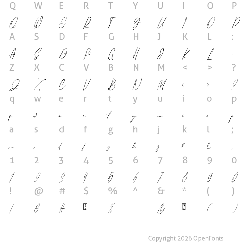 Character Map of Bastyan Regular