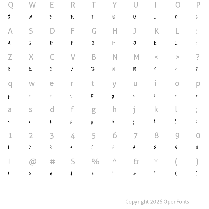Character Map of Bateh Regular