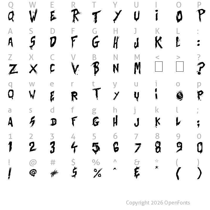 Character Map of Bates Shower Regular