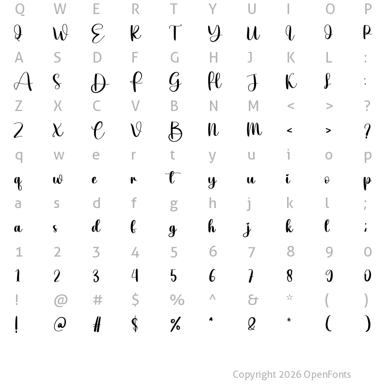 Character Map of Bath Regular