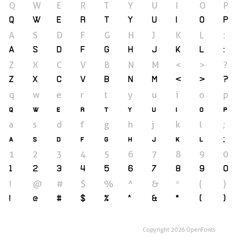Character Map of Bathrind Regular
