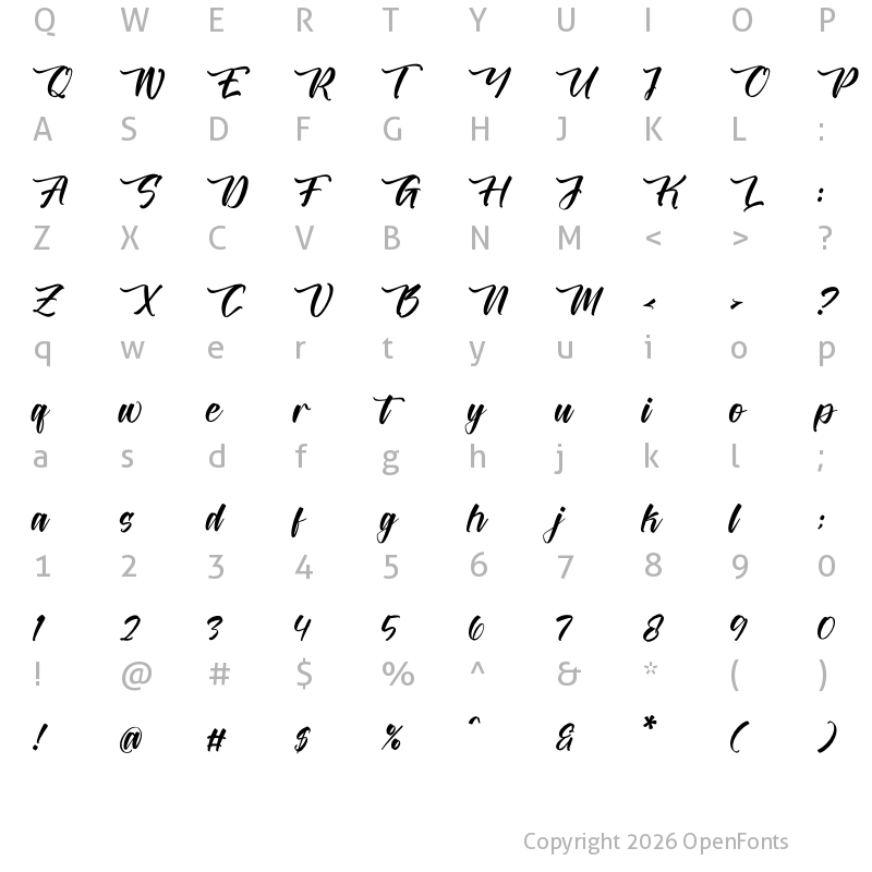 Character Map of Battrich Delighta Regular