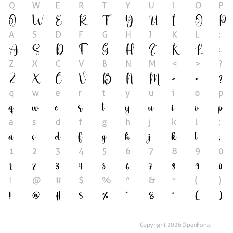 Character Map of Bauble Regular