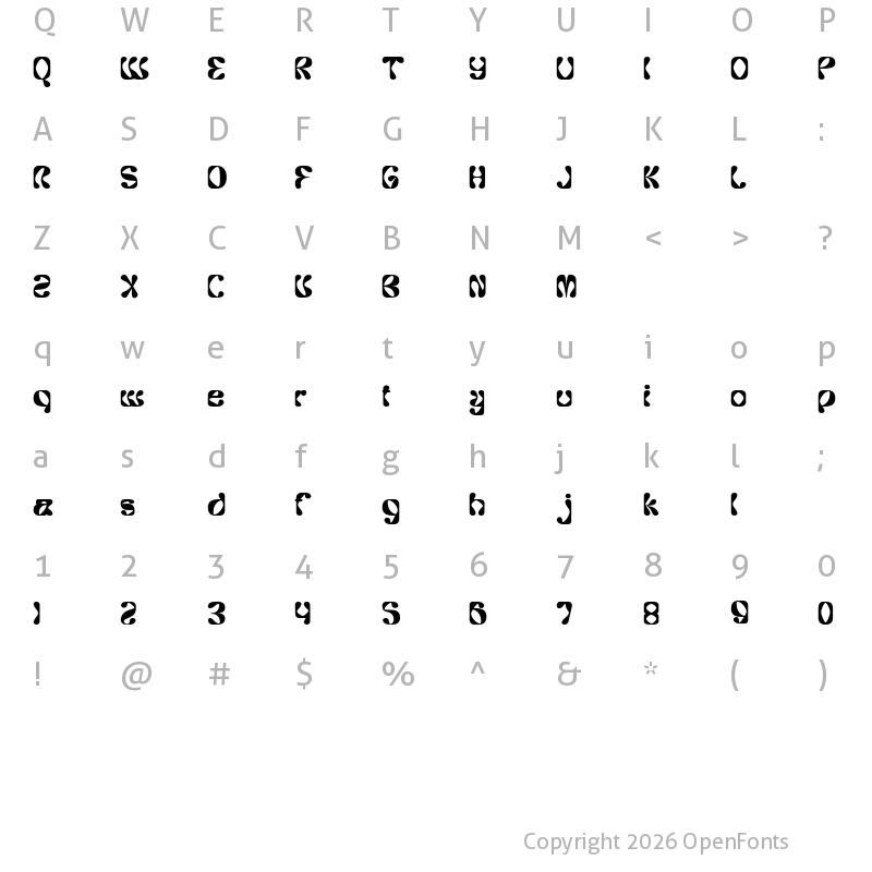 Character Map of Bavery Regular