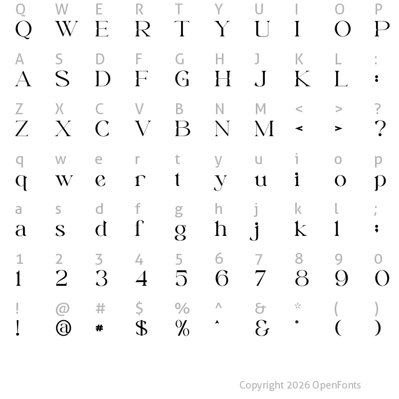 Character Map of Bavicka Regular