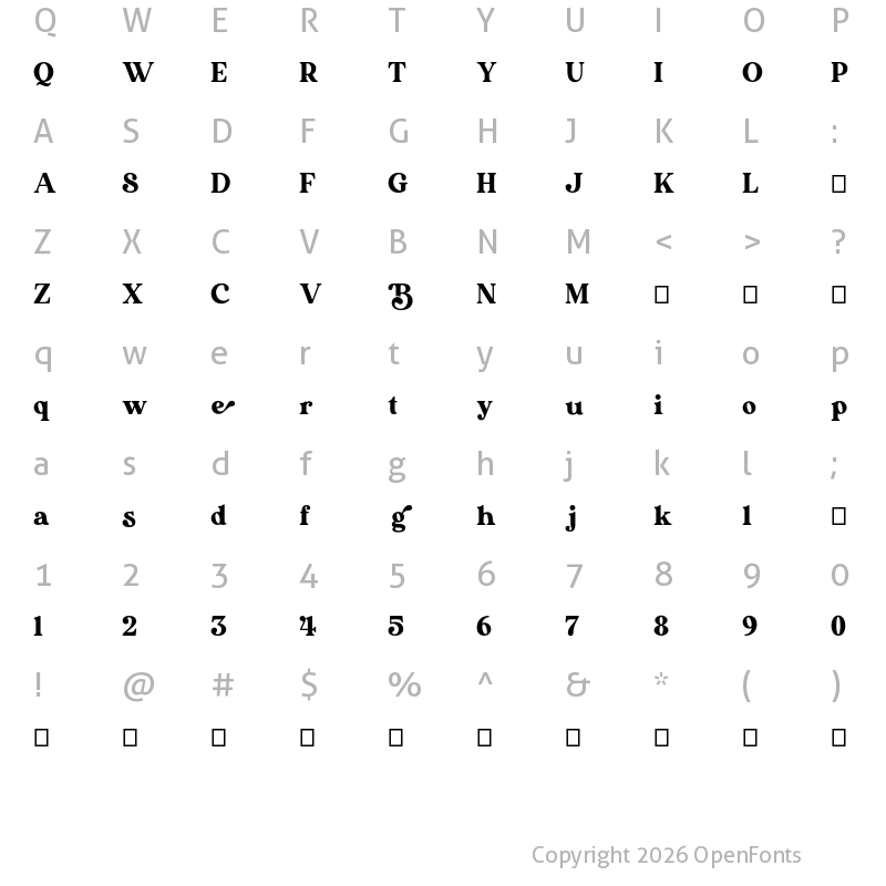 Character Map of Bavistage Normal