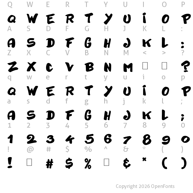 Character Map of Bayday Regular