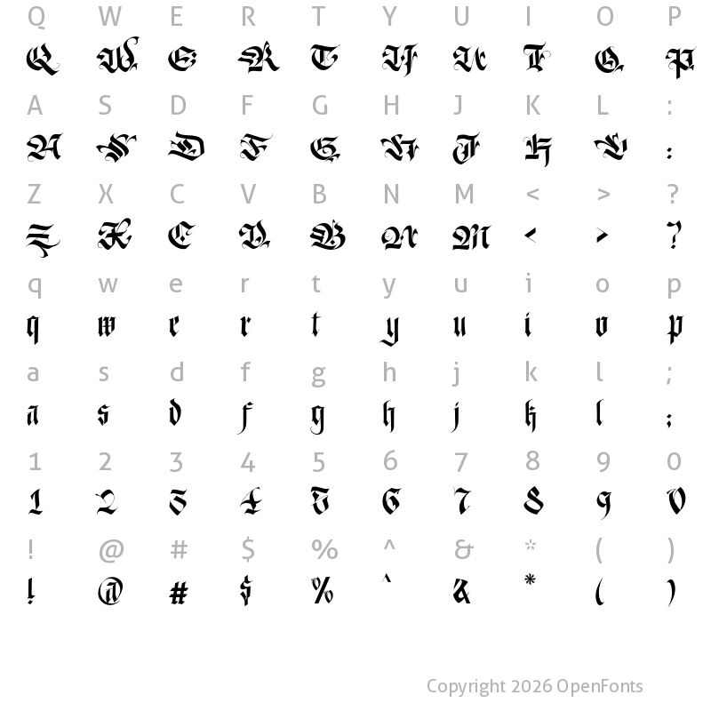 Character Map of Baymanat Regular