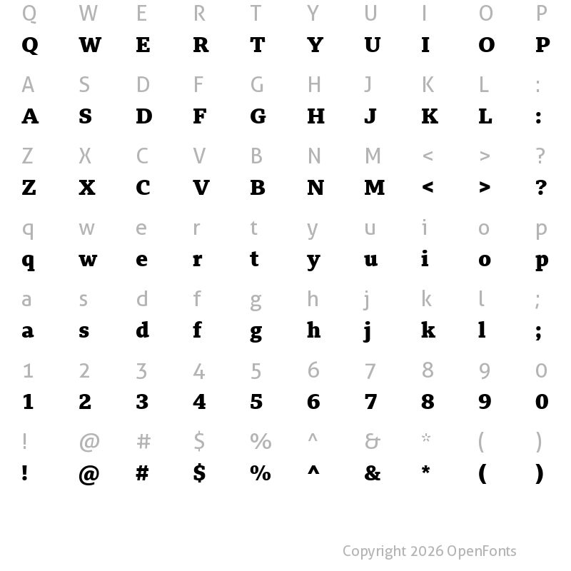 Character Map of BBC Reith Serif XBold