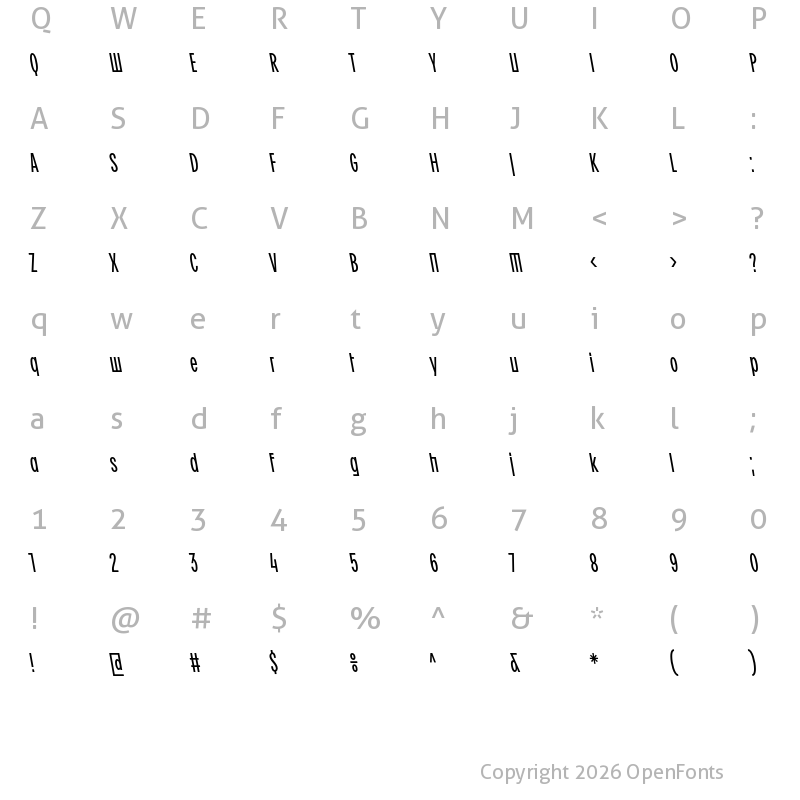 Character Map of BC Ludva Regular BackSlant