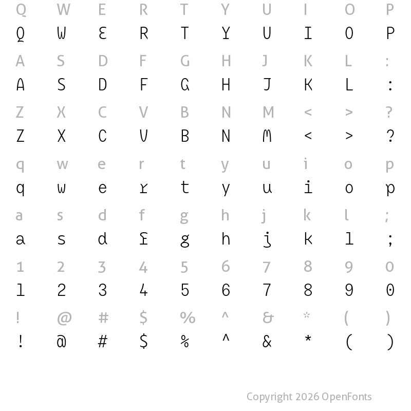 Character Map of BC Mikser Regular