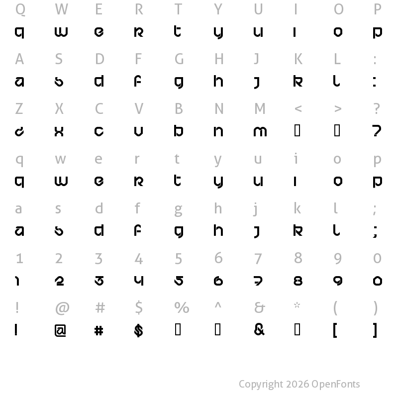 Character Map of BD Bardust Regular