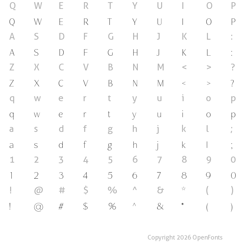 Character Map of BD Gitalona Thin