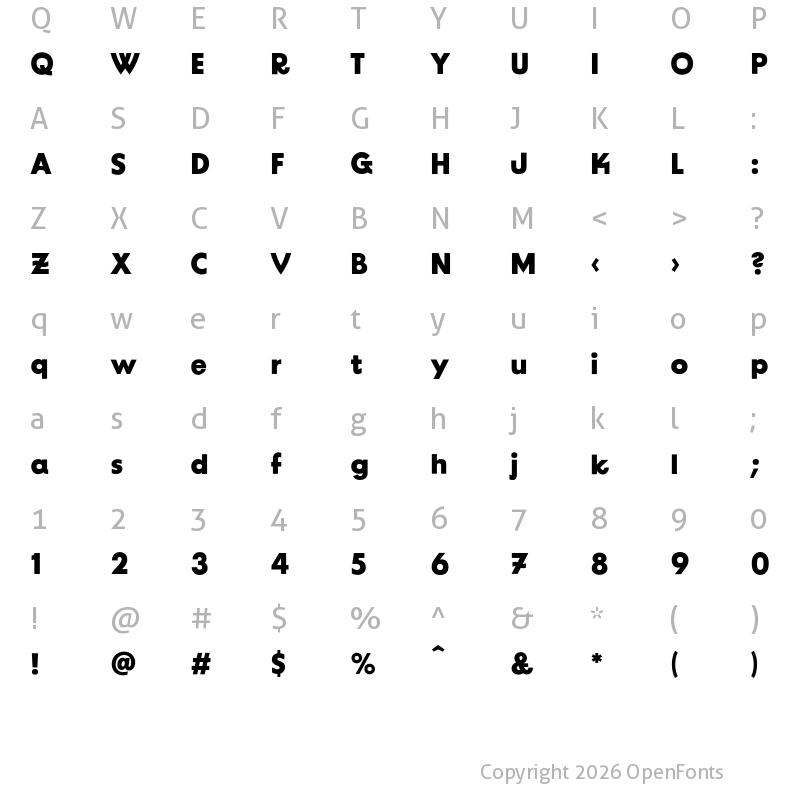 Character Map of BD Supper Bold