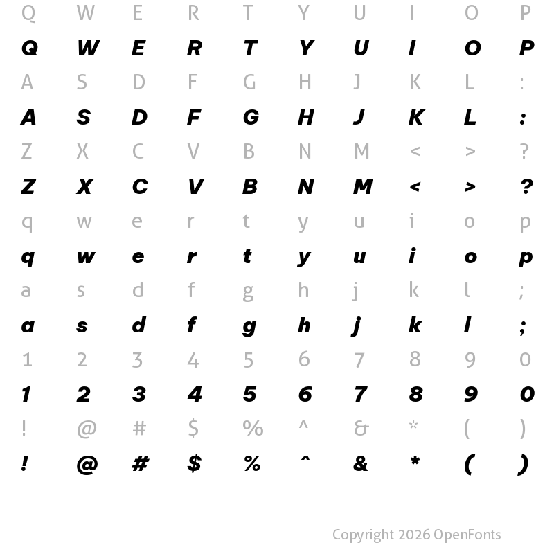 Character Map of Be Vietnam Pro Black Italic