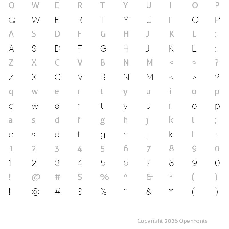 Character Map of Be Vietnam Pro Thin