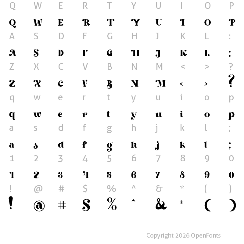 Character Map of Beachfly Free Trial Regular