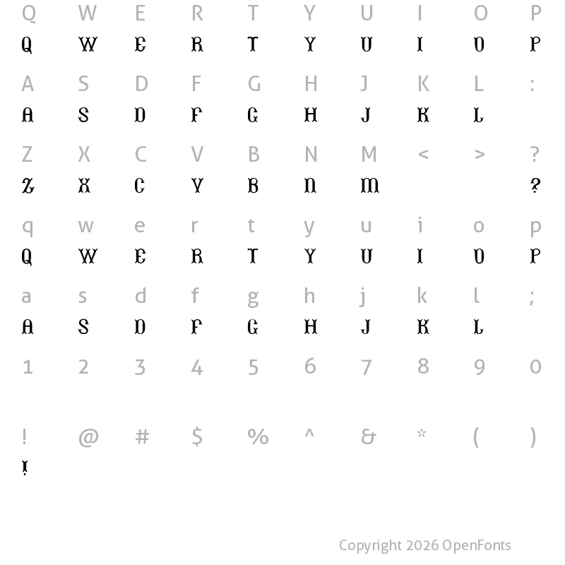 Character Map of Beans Regular