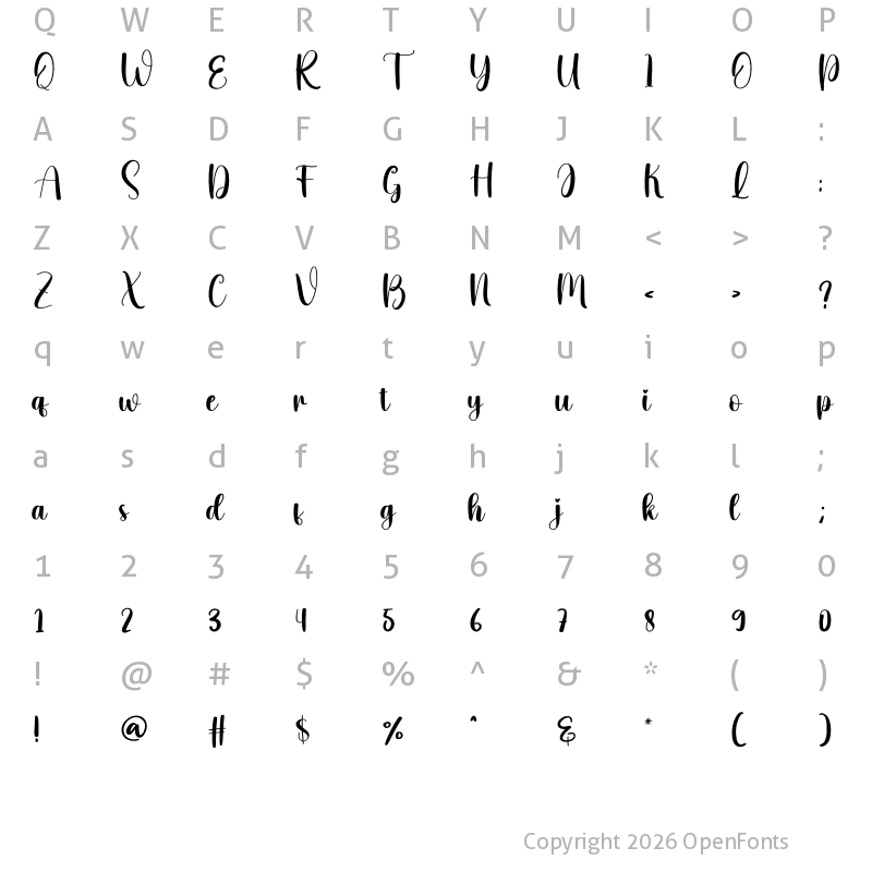 Character Map of Bear Regular