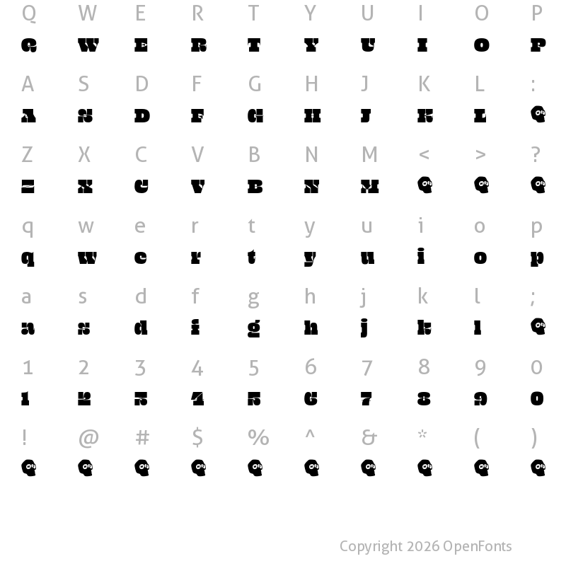 Character Map of Beastly Demo 48 Point
