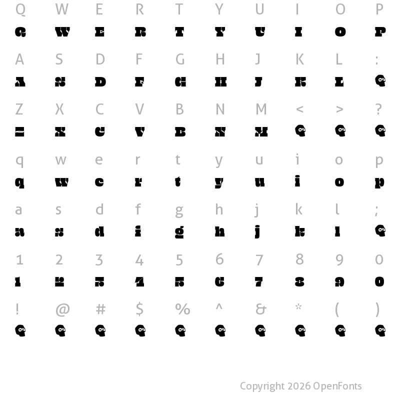 Character Map of Beastly Demo 60 Point