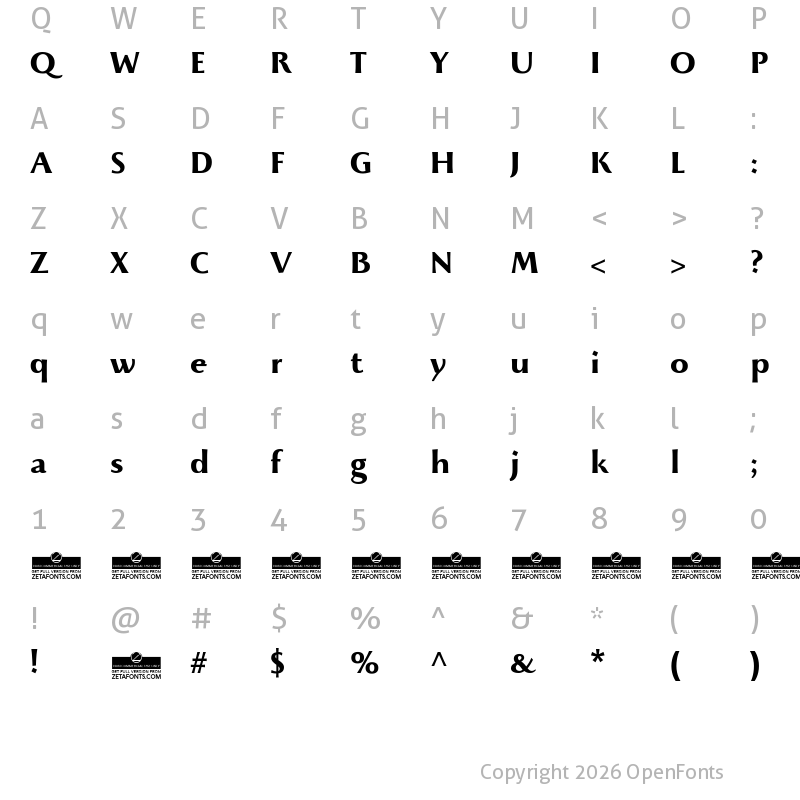 Character Map of Beatrix Antiqua Bold