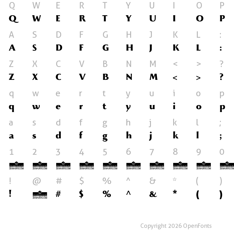 Character Map of Beatrix Antiqua ExtraBold