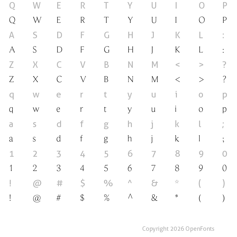 Character Map of Beaufort Pro Light