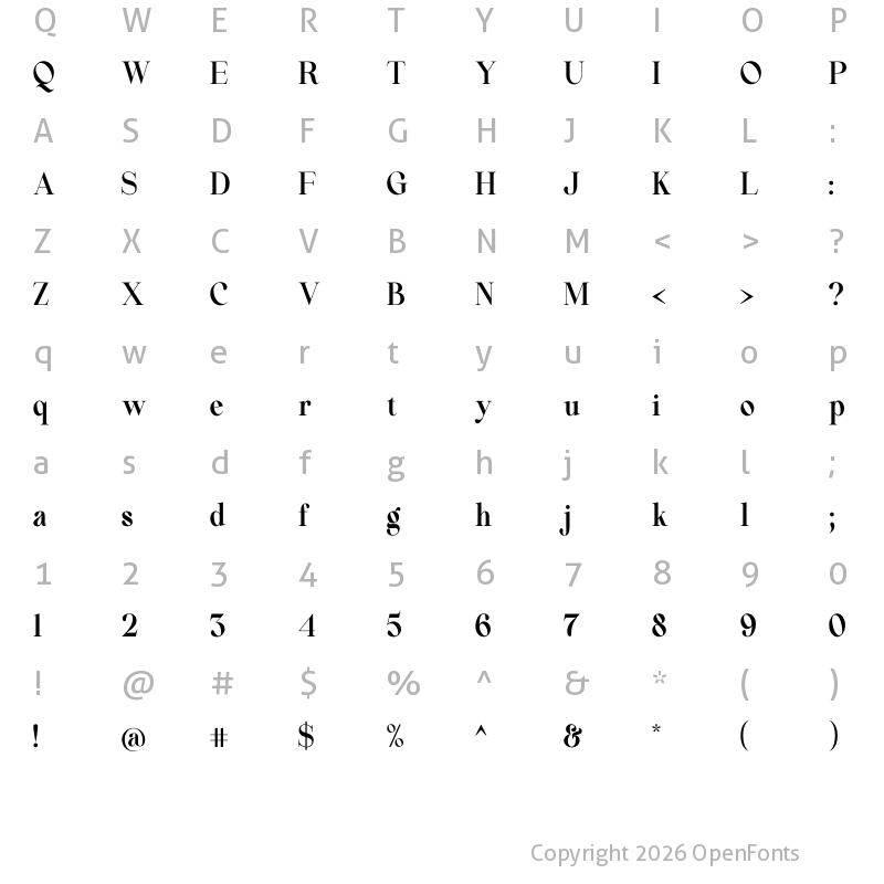 Character Map of Beautiful Comethrue Bold Ultra Condensed