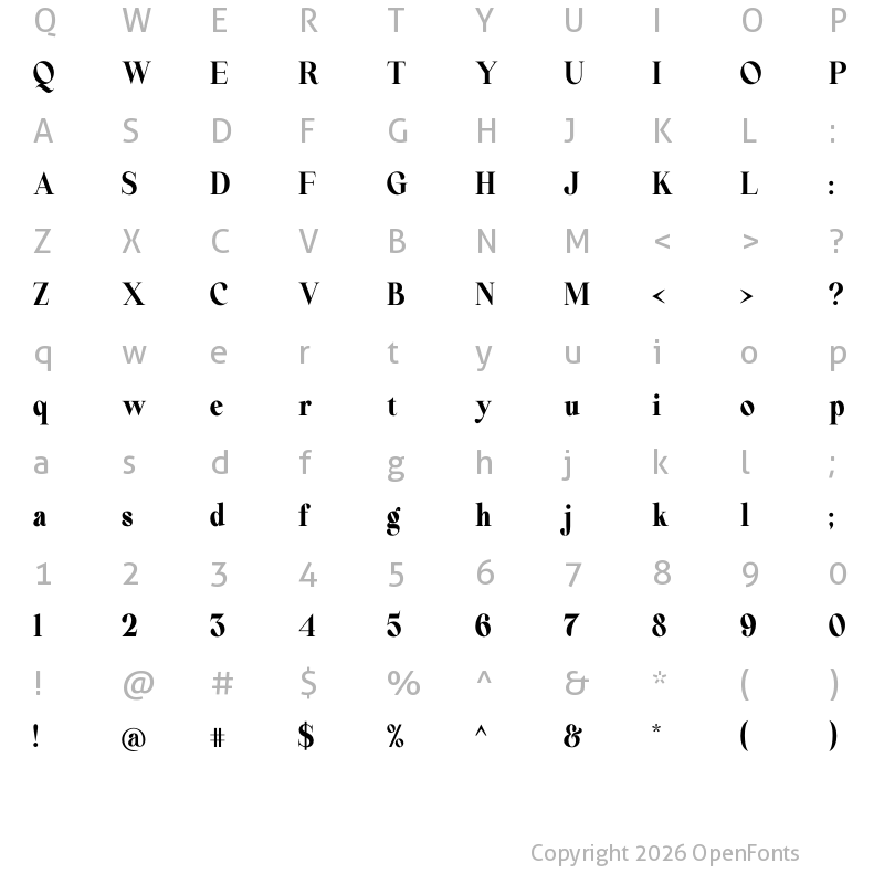Character Map of Beautiful Comethrue Heavy Ultra Condensed