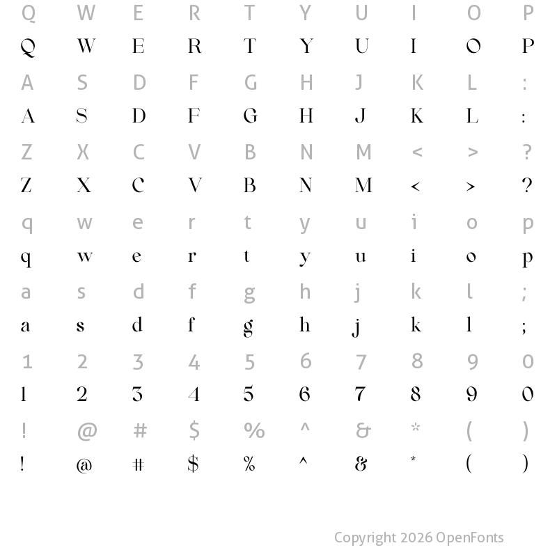 Character Map of Beautiful Comethrue Medium Condensed