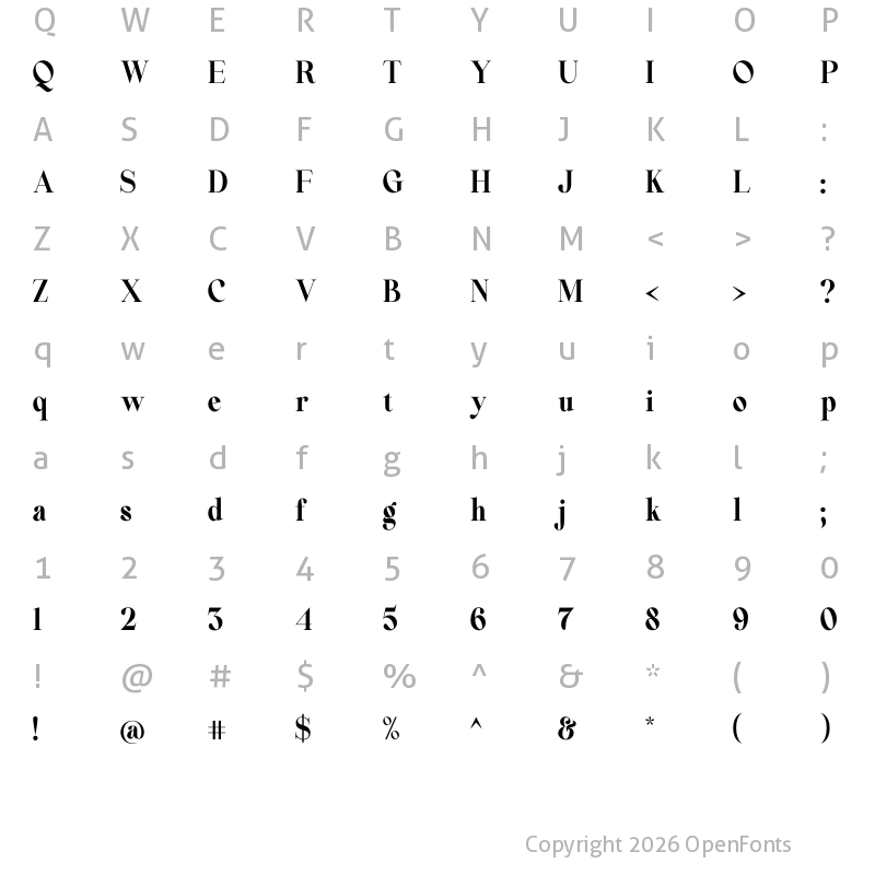 Character Map of Beautiful Comethrue Ultr Bold Ultra Cond