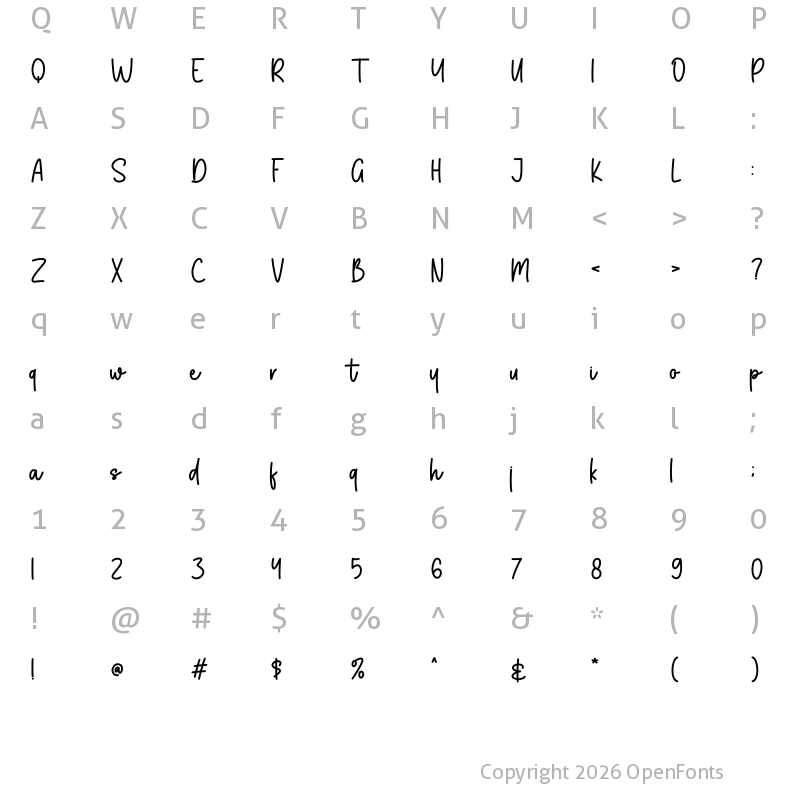 Character Map of Beautiful Day Regular