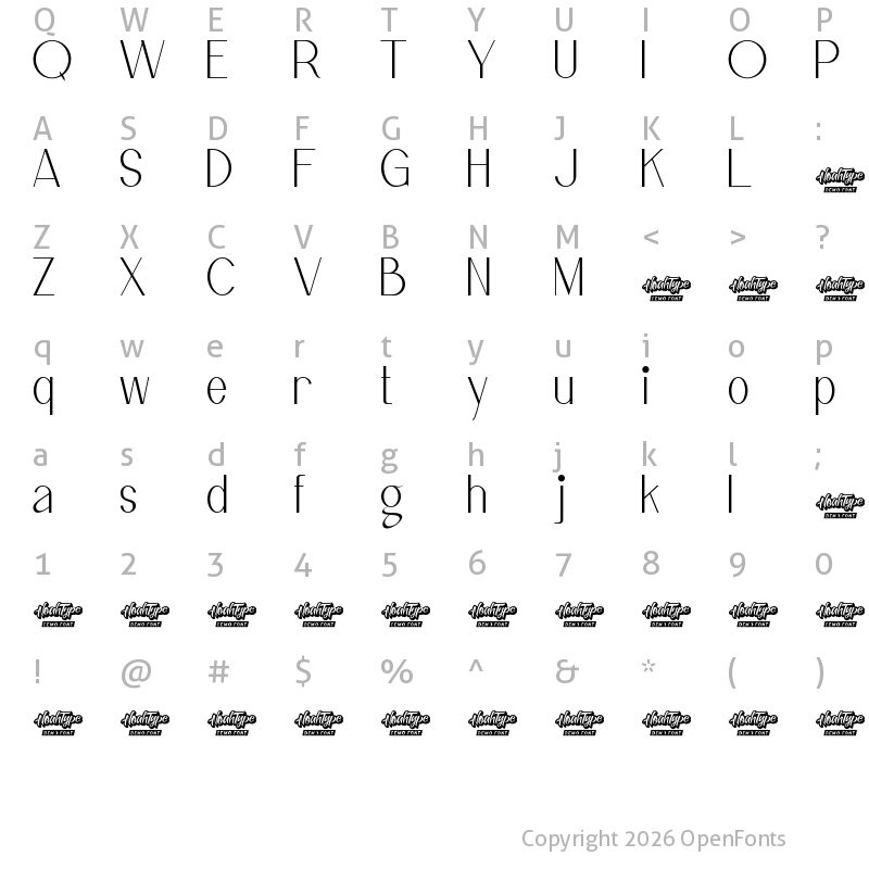 Character Map of Beautiful Good Demo Regular