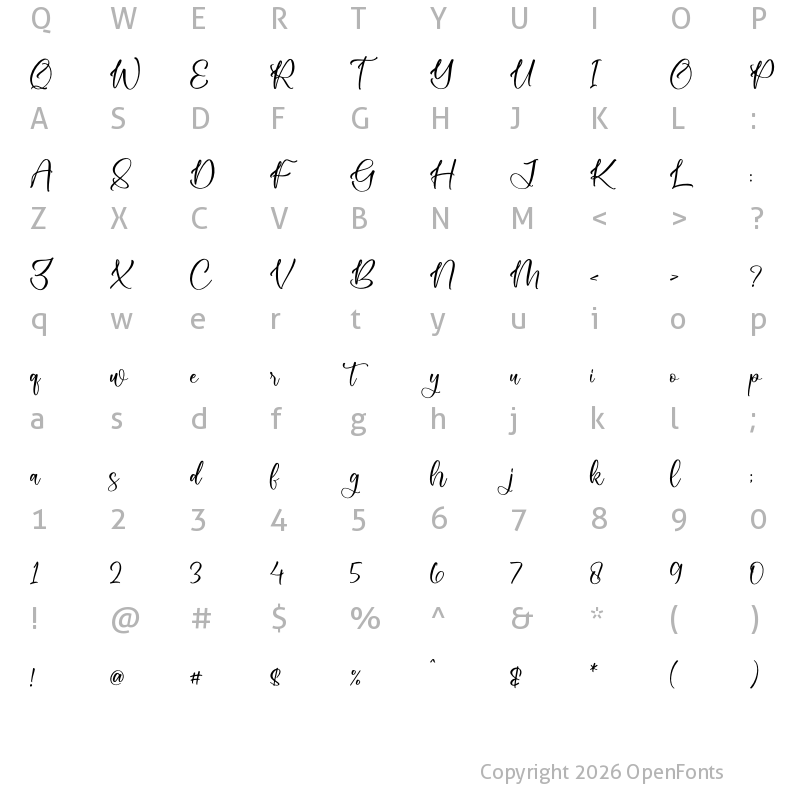 Character Map of Beautiful Natural Regular