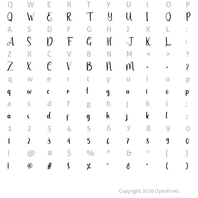 Character Map of Beautifull Butterfly Regular