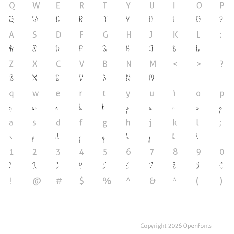 Character Map of Beauty baey Regular