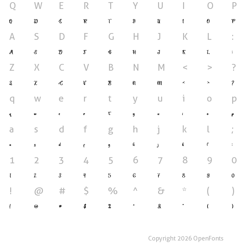Character Map of Beauty Christmas Regular