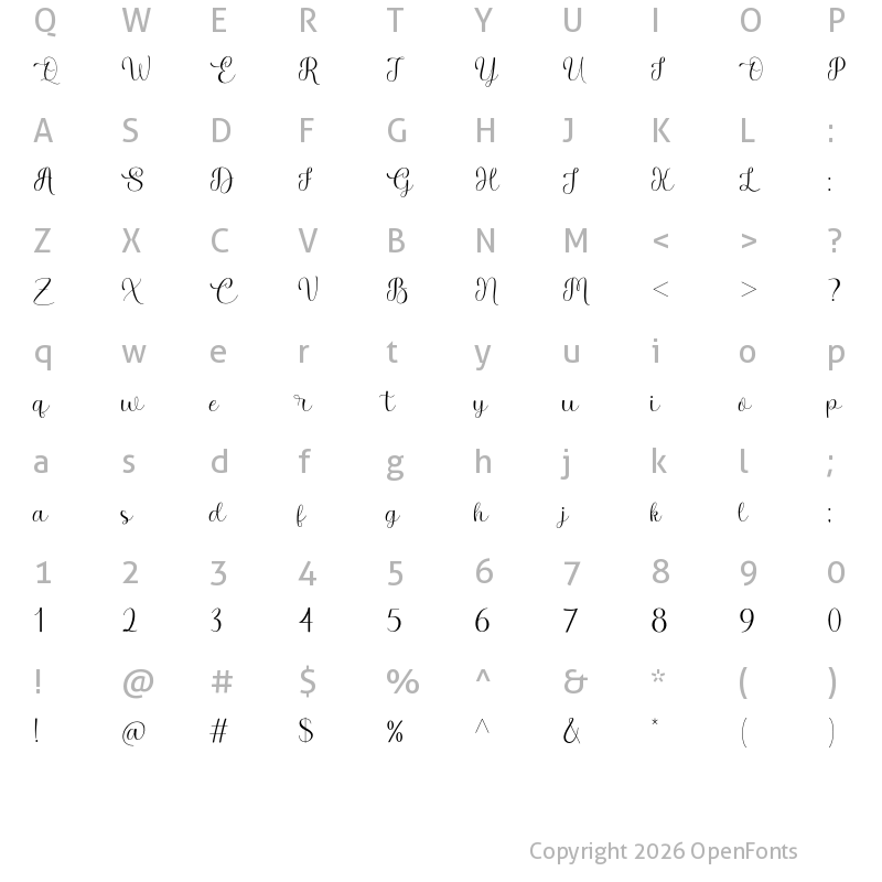 Character Map of Beauty Lovely Regular