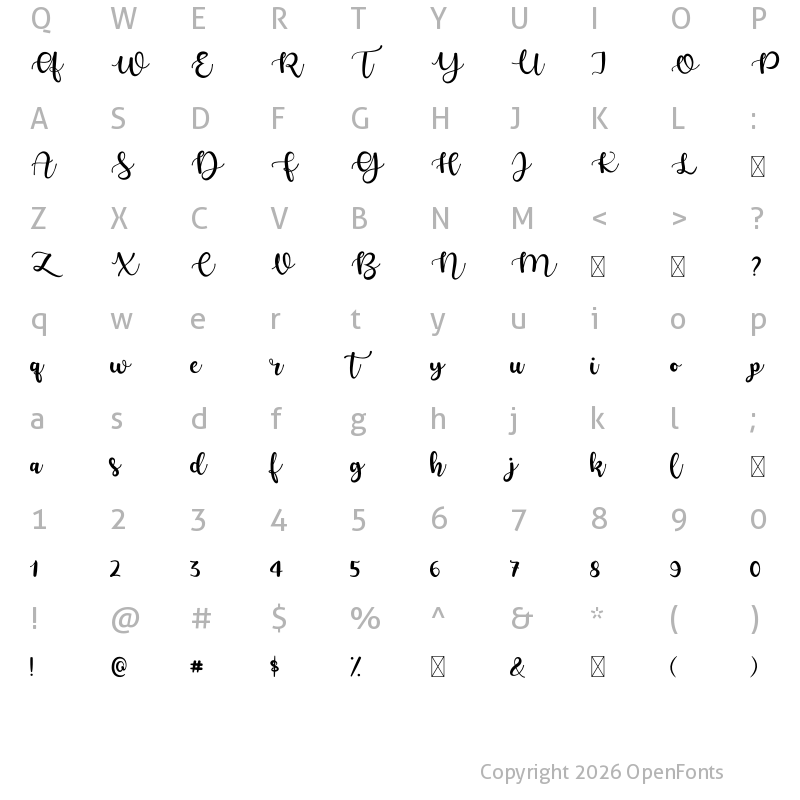 Character Map of Beauty Sakura Regular