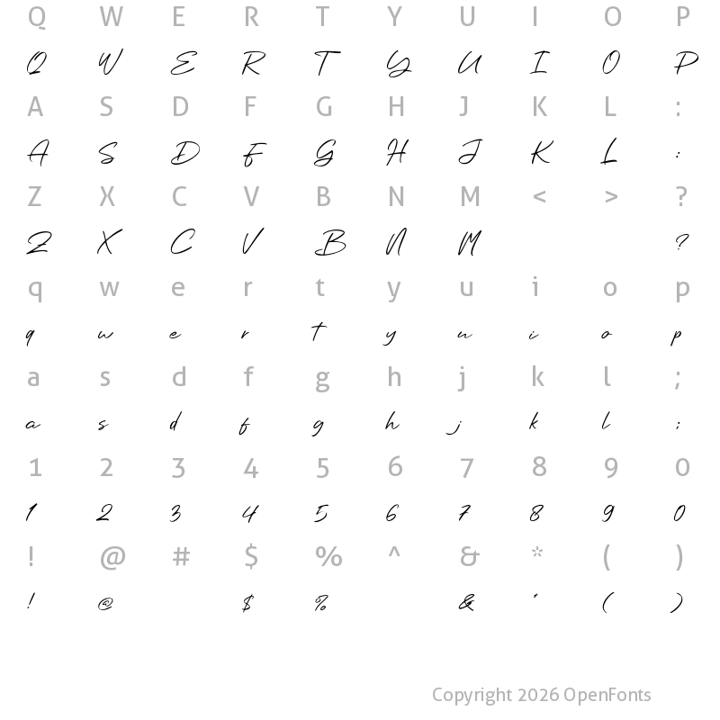 Character Map of Beauty Wind Regular