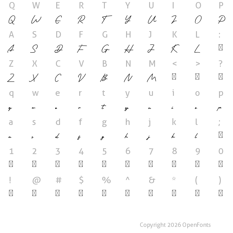 Character Map of Beautyous Demo Bold