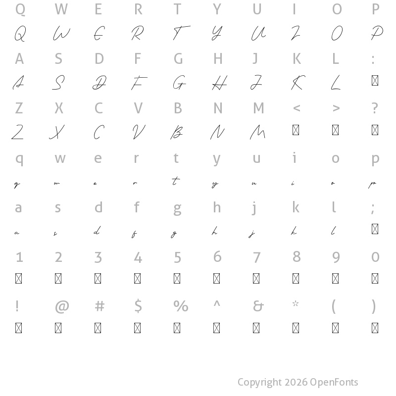 Character Map of Beautyous Demo Regular