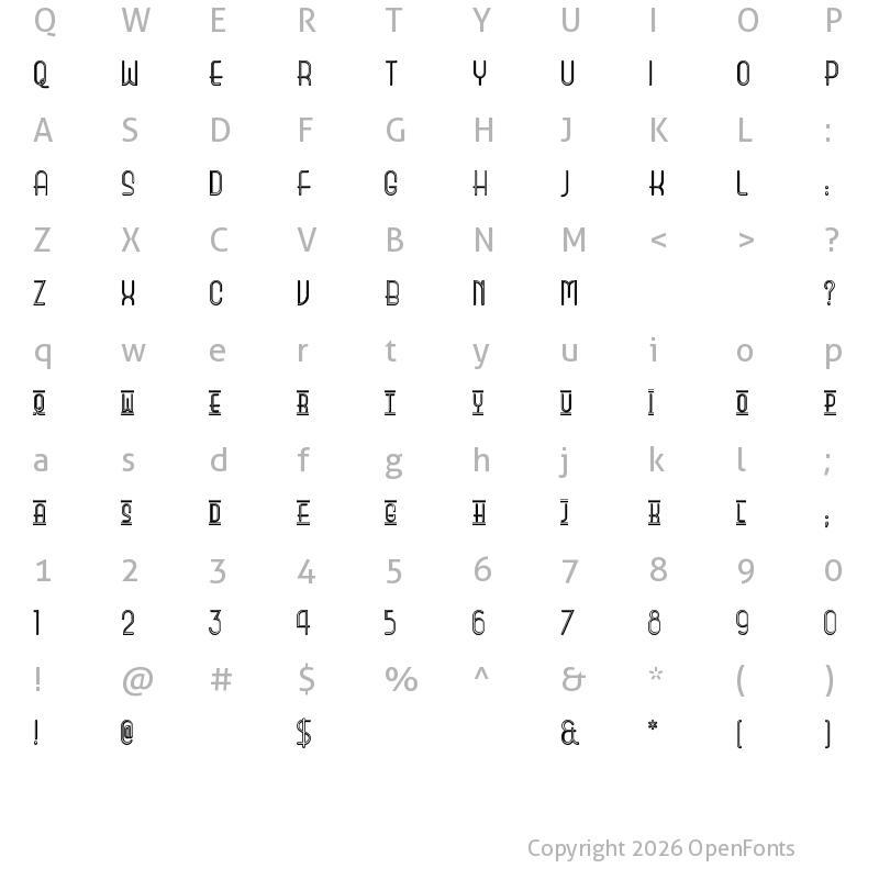 Character Map of BeautySchoolDropoutII Regular