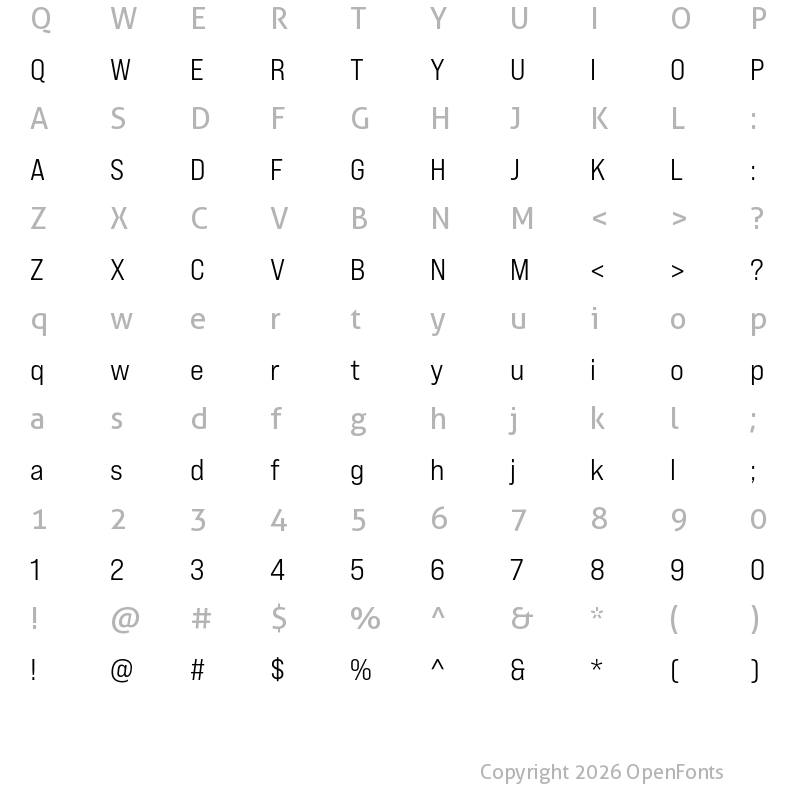 Character Map of Bebas Neue Pro Expanded Middle