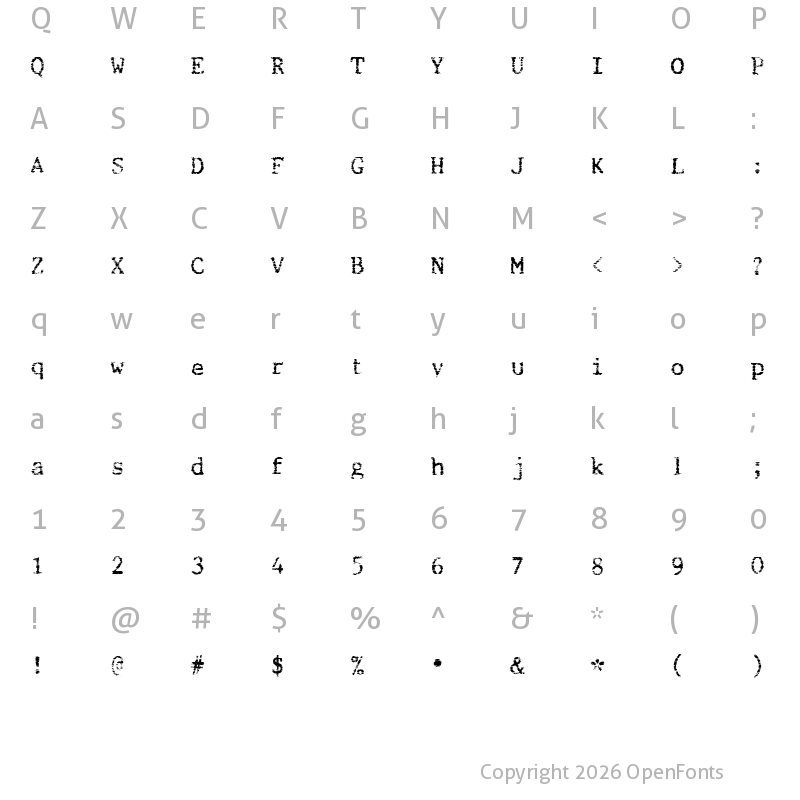 Character Map of Beccaria Regular