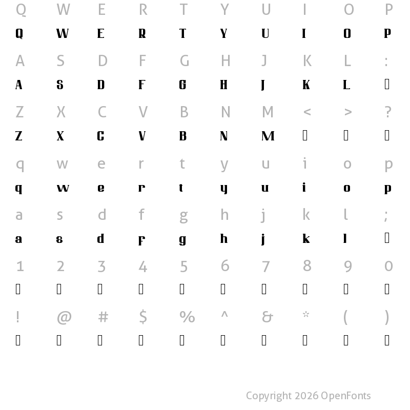 Character Map of Beckenford_DEMO Regular